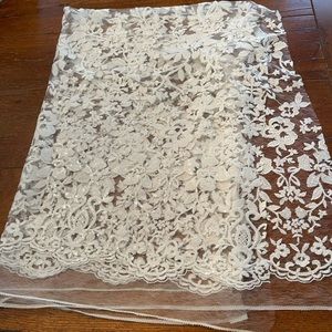 Hayley Paige Occasions White Floral Beaded Lace Fabric Panel